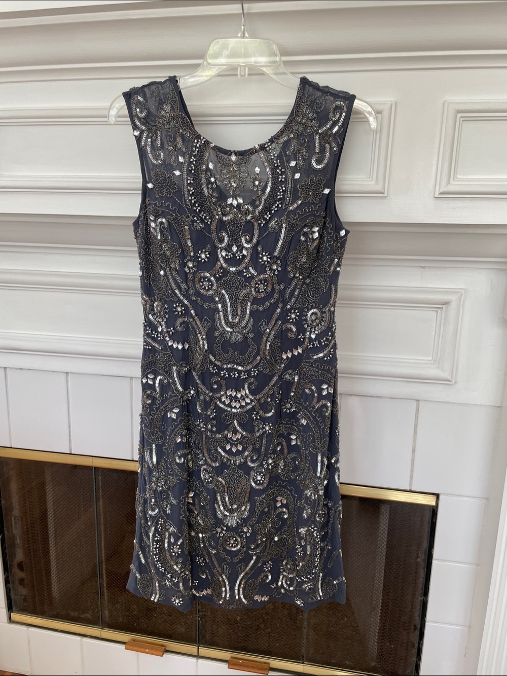 Gray  Beaded Sleeveless Mini Dress size 8 Interlude